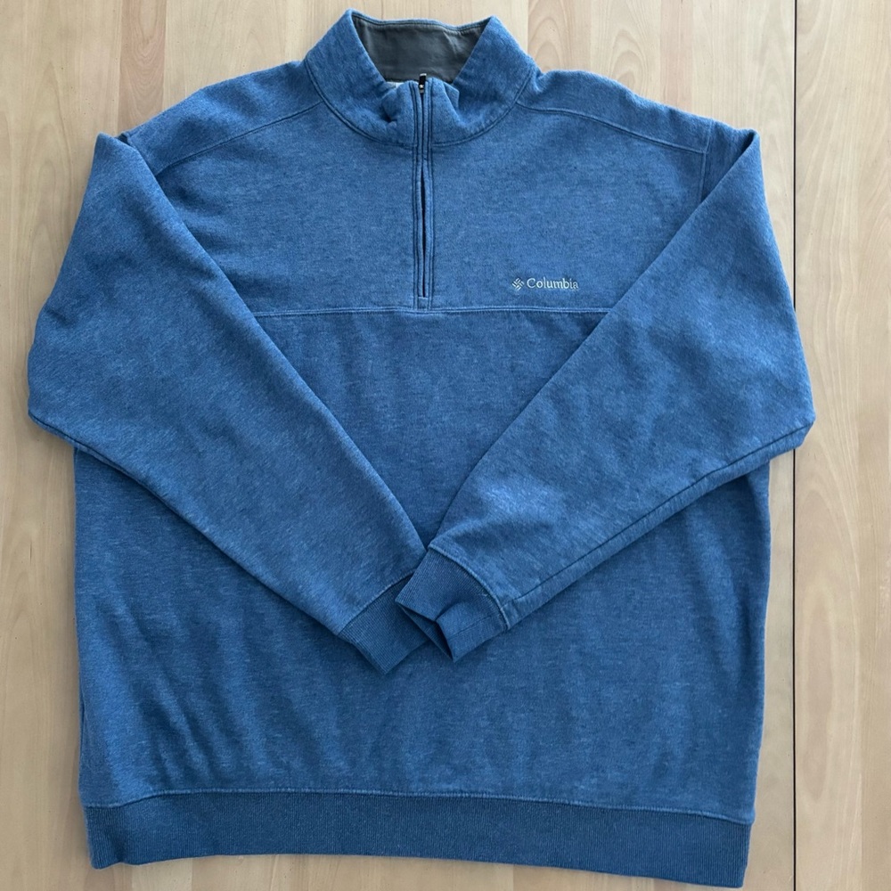 COLUMBIA Men’s Long Sleeved 1/4 Zip Pullover. Blue. Size XXL. EUC. Fast Ship